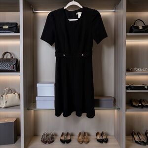 London Times Black Dress – Size 4 – Gold Button Detail – Classic Work / Church 👗